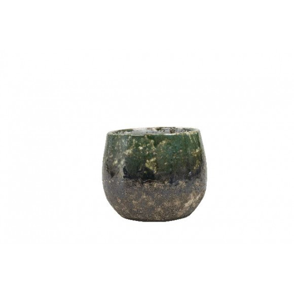VASO LINDY GREEN BLACK D16XH13CM