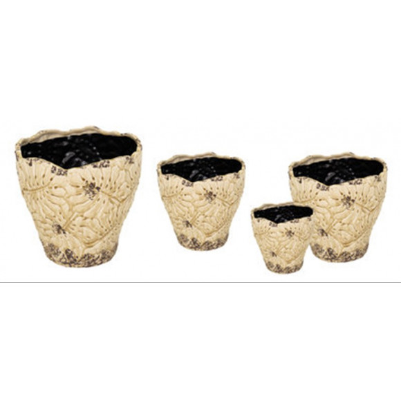 BOHEMIAN LEAF POT IVORY D20H20