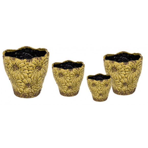 BOHEMIAN LEAF POT YELLOW D20H20