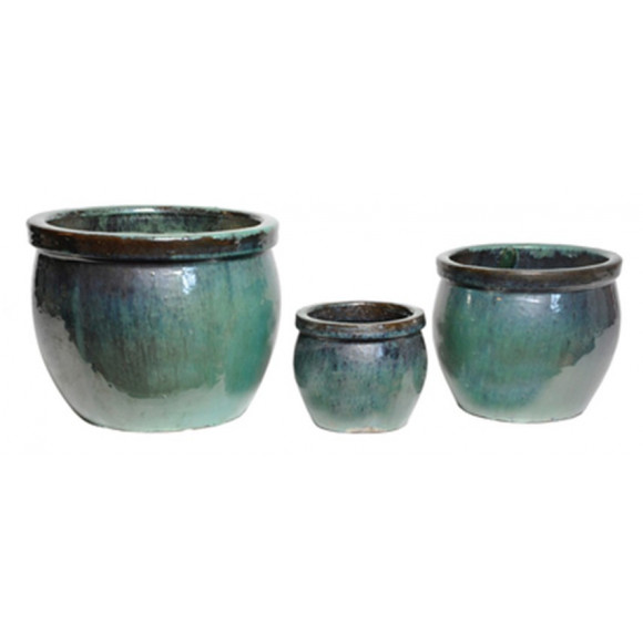 GLAZED DELTA RIM CELADON D21H16