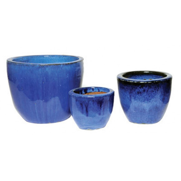 GLAZED EGG POT BLUE D22H21