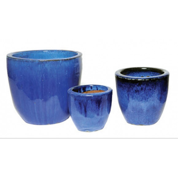 GLAZED EGG POT BLUE D38H32