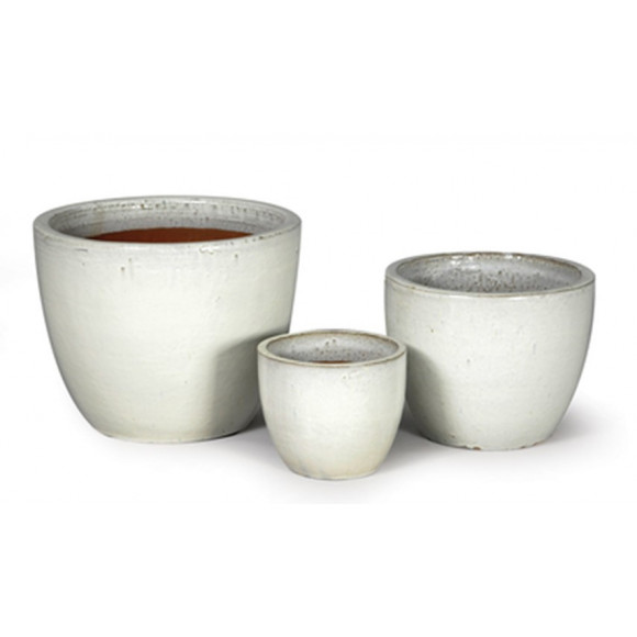 GLAZED EGG POT WHITE D30H26