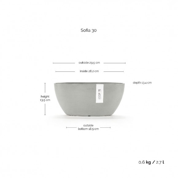 SOFIA 30 CM  WHITE GREY