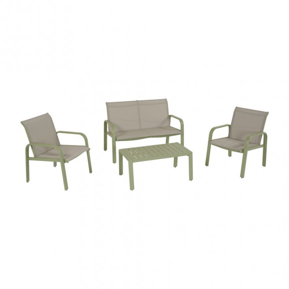 SALOTTO WING S/4 ALLU VERDE TEXT BEIGE