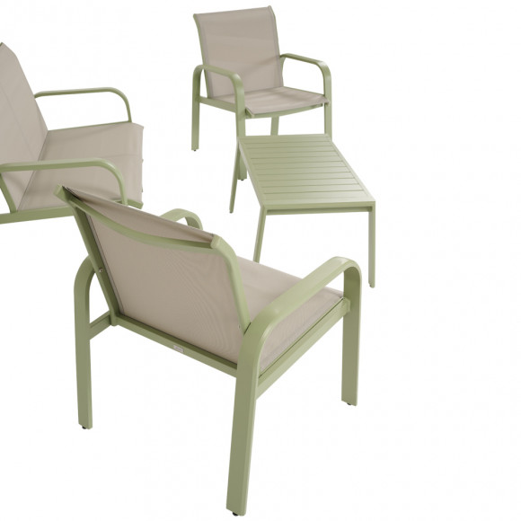 SALOTTO WING S/4 ALLU VERDE TEXT BEIGE